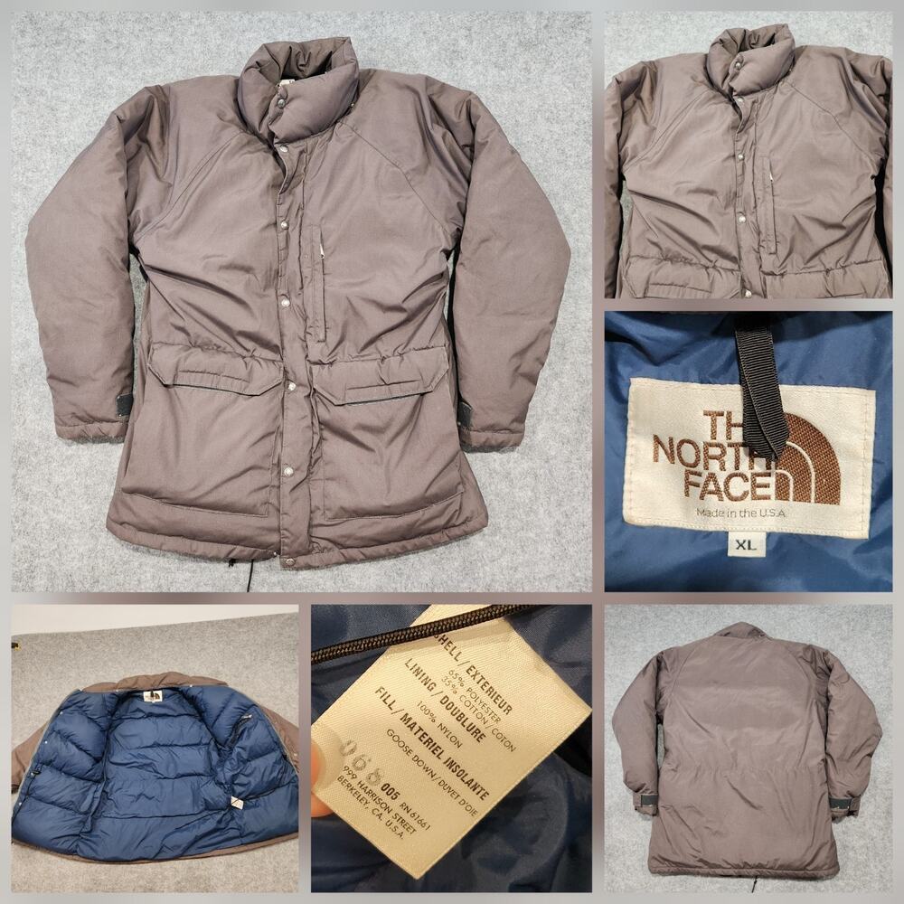 VTG 80s‎ The North Face Mens XL Brown Label USA Made Goose Down Puffer Jacket